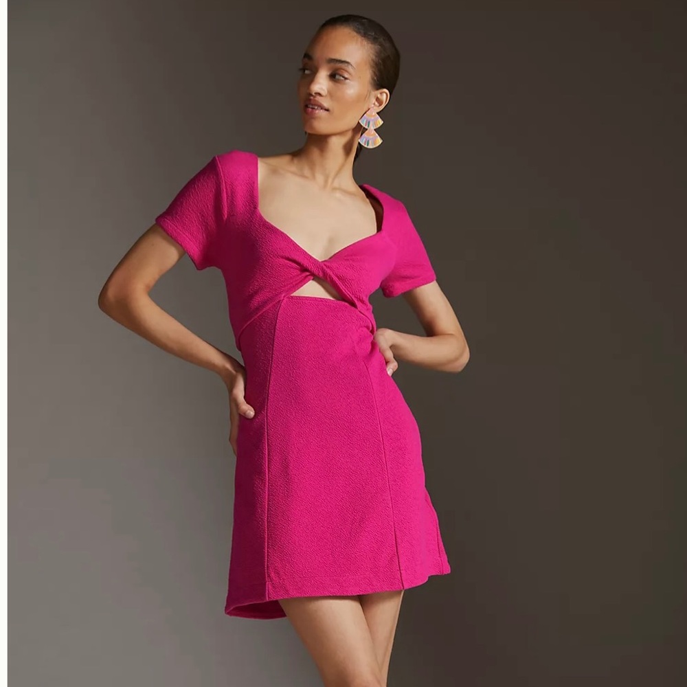NWT Anthropologie Maeve pink cut-out mini dress